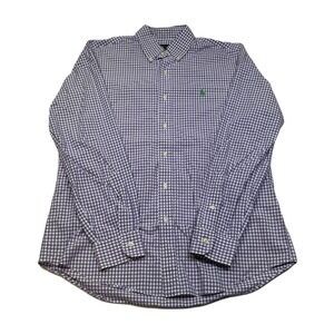 Ralph Lauren Gingham Shirt Mens Medium Purple‎ White Button Down Long Sleeve